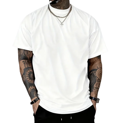 Men's T-shirt High Quality 100% Cotton Round Neck Short Sleeve Classic Black White Pure Color Tees Spring Summer Casual Cool Top